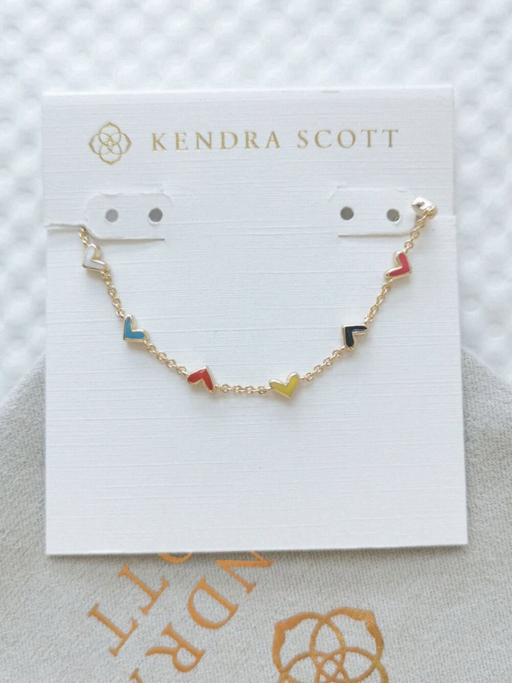 Kendra Scott Gold Multi Color Haven Heart Chain Bracelet NEW
